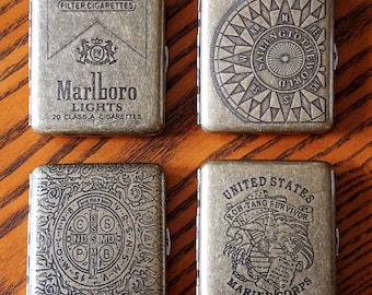 Custom Engraved Cigarette Case, Laser Engraved Metal Tobacco Case / Card Holder, Vintage Style Personalized Gift for Men, Father’s Day Gift