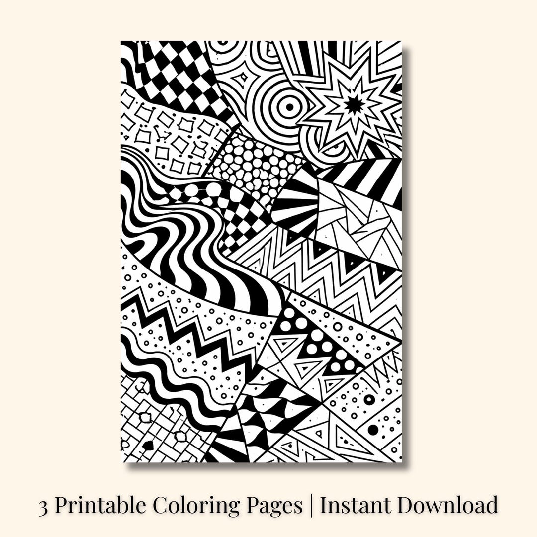 Geometric Pattern Coloring Pages | Abstract Line Art (PDF Download) - Etsy