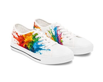 Rainbow Paint Splash Sneakers | Women's Low Top Shoes