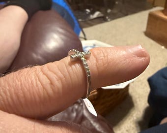 Anillo de cruz de circonita cúbica de plata 925 VTG talla 8