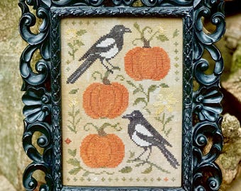 An exclusive design by MommalovesyouGB: Harvest Tricksters, an original pdf cross stitch design
