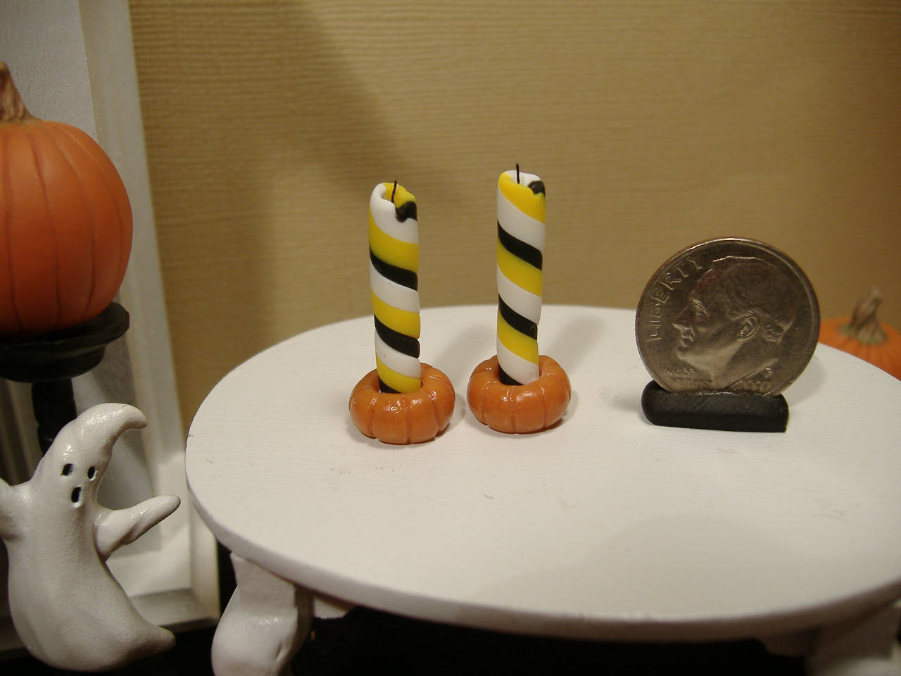 Miniature 1 12 Scale Candle Set With Pumpkin Holders Etsy