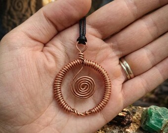 Copper Handmade Tensor Spiral Pendant: Energy Protection Healing Necklace