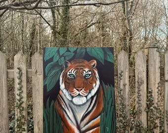 Realistic Tiger Painting: Original Acrylic Wildlife Art