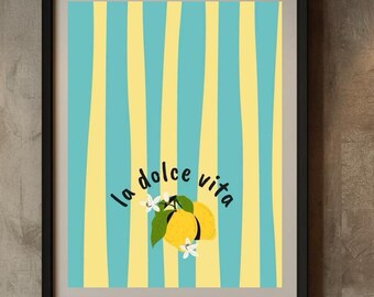 La Dolce Vita Lemon Art Print: Italian Summer Kitchen Decor (Digital Download)