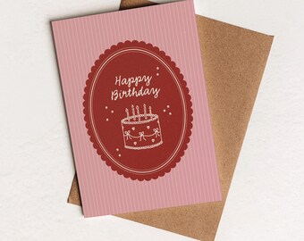 Tarjeta imprimible de feliz cumpleaños rosa / Tarjeta de felicitación de descarga digital