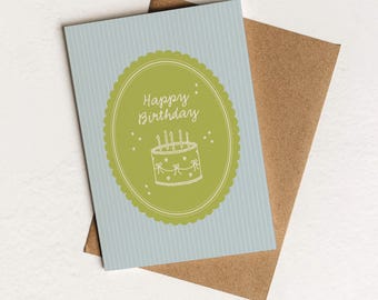 Tarjeta imprimible de feliz cumpleaños azul / Tarjeta de felicitación de descarga digital