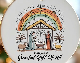 Nativity Christmas Ornament, The Greatest Gift of All Ornament, Christian Ornament, Christmas Gift for Christian