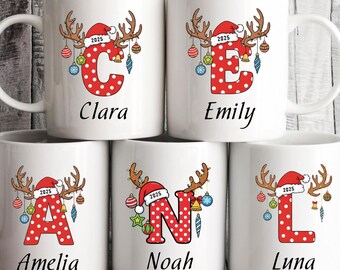 Monogrammed Family Christmas Mug, Custom Name Christmas Family Gift, Custom Christmas Mug With Name, Christmas Mug Gift