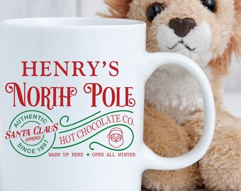 Children's Hot Chocolate Mug - Custom Name Christmas Cocoa Enamel Cup, 10oz & 15oz, Ideal as Christmas Eve Box Filler and Holiday Gift