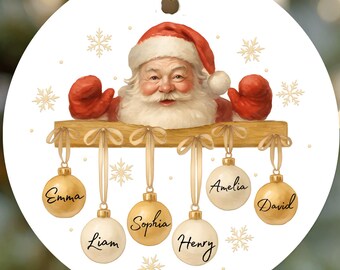 Family Christmas Ornament, Personalized Family Christmas Ornaments, Santa Family Ornament Sublimation, Custom Santa Ornament with Names