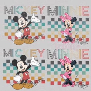 Pacchetto a scacchi PNG di Topolino e Minnie in stile retrò