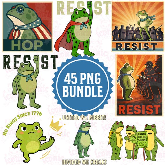 Vintage Resist Portland Frog Bundle PNG, Frog Humor Activist, Anti Trump Design