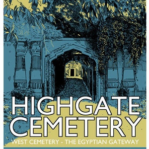 Vintage style screenprint - Highgate Cemetery West