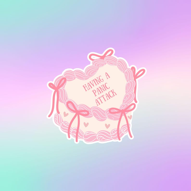 Panic Attack Sticker Panic Attack Cake Sticker | Coquette Mental Health Humor - Etsy