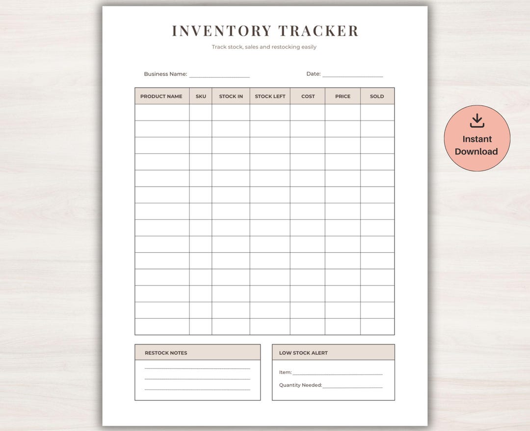 Editable Inventory Tracker Canva Template, Small Business Inventory Log ...