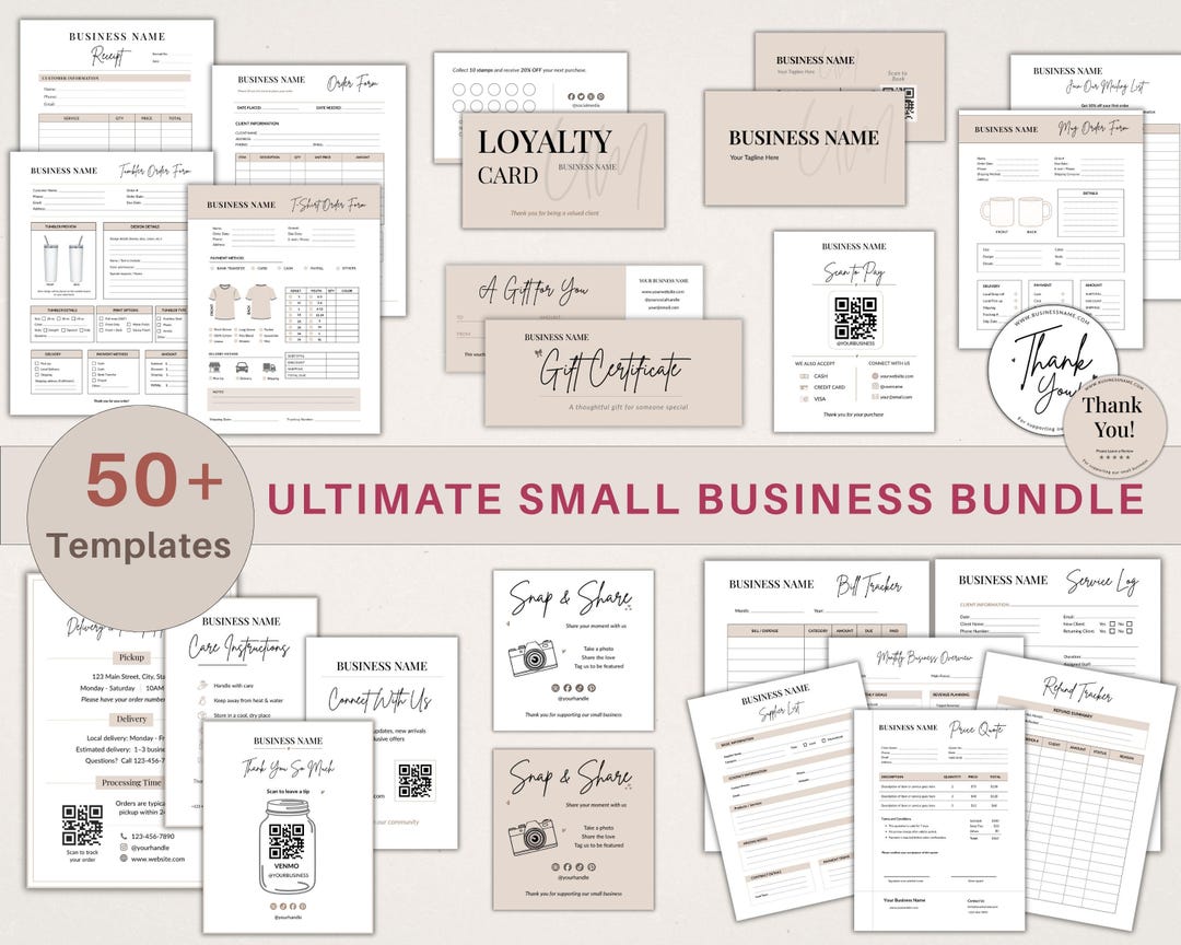50+ Small Business Bundle Canva Templates, Invoice Order Form Receipt ...