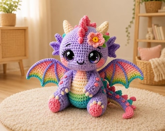 Baby Dragon Crochet Pattern PDF, Cute Amigurumi Dragon Tutorial, Fantasy Plush Toy Pattern, Beginner Friendly Crochet Dragon, Instant