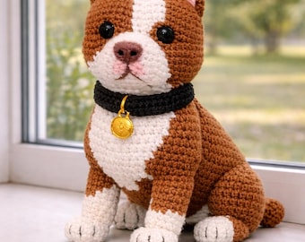 Patrón de crochet para perro bóxer realista (PDF) / Cachorro amigurumi de pie / Tutorial detallado de peluche de perro / Patrón de crochet para animales