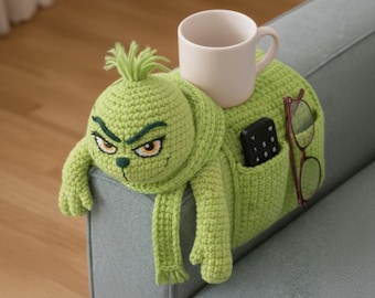 Patrón de cesta navideña de ganchillo del Grinch (PDF) – Cuenco de dulces amigurumi – Tutorial de crochet para contenedor de decoración navideña