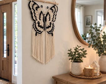 Macrame Butterfly Wall Hanging Pattern, DIY Butterfly Tapestry PDF, Boho Macrame Wall Decor, Butterfly Wall Art Tutorial, Instant Download