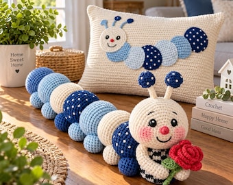 Caterpillar Crochet Pattern PDF, Crochet Caterpillar Amigurumi, Cute Bug Pattern, Insect Plushie, Crochet Toy, Nursery Decor, DIY Gift