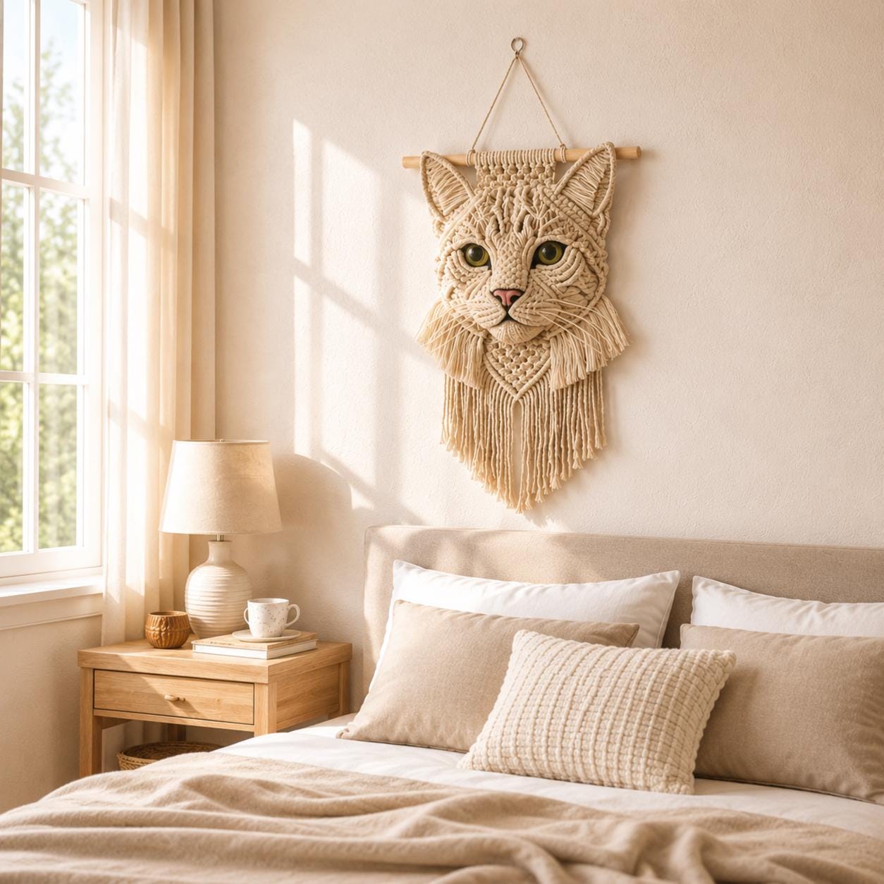 Macrame Cat Wall Hanging Pattern PDF | Boho Cat Wall Art Tutorial | DIY ...