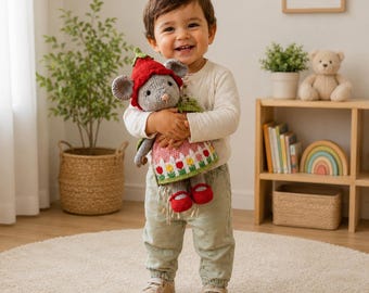Strawberry Mouse Crochet Pattern PDF | Cute Amigurumi Mouse Doll | Berry Girl Plushie | Kawaii Animal Crochet | Cottagecore Toy