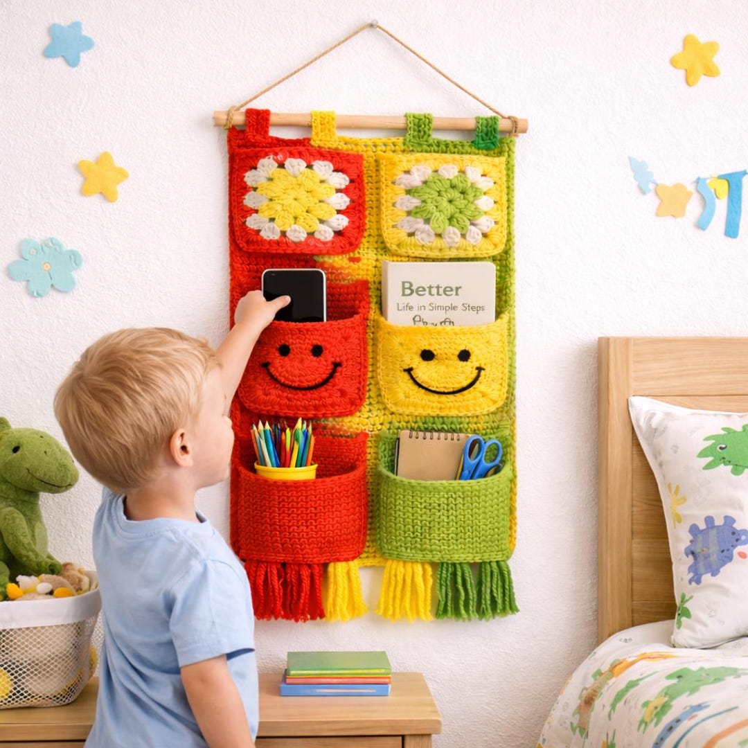 Crochet Wall Hanging Organizer Pattern PDF | Boho Wall Storage With 9 ...