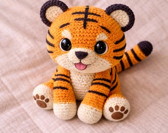 Tiger Amigurumi Crochet Pattern PDF – Sitting Baby Tiger Plush Toy – Cute Realistic Animal Crochet Tutorial