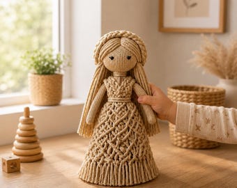 Macrame Doll Pattern PDF, Boho Crochet Doll, Handmade Rope Doll Tutorial, Decorative Amigurumi Doll, DIY Home Decor, Digital Download