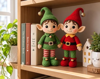 Christmas Elf Couple Crochet Pattern, Amigurumi Elf Dolls PDF, Holiday Crochet Pattern, Christmas Elf Toy, DIY Christmas Decor