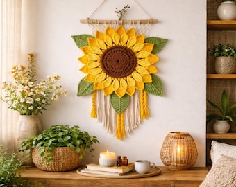 Patrón de alfombra de girasoles a crochet (PDF) / Alfombra floral redonda / Proyecto de crochet para principiantes / Decoración del hogar y la habitación infantil / Descarga digital