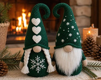 Christmas Gnome Crochet Pattern PDF, Scandinavian Gnome Couple, Holiday Amigurumi, Nordic Tomte Decor, Digital Download