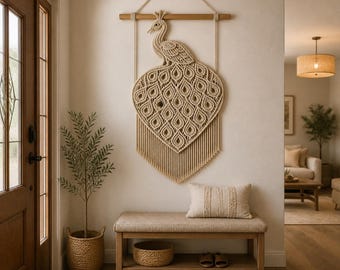 Peacock Macrame Wall Hanging Pattern PDF | Large Boho Wall Art | DIY Fiber Decor | Statement Tapestry Pattern | Advanced Macrame Design