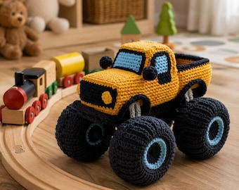 Monster Truck Crochet Pattern PDF, Amigurumi Pickup Truck Toy, Off Road Vehicle Crochet Tutorial, Digital Download