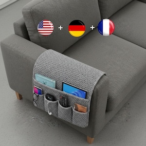 Crochet Couch Arm Organizer PDF Pattern – Sofa Storage Caddy with Pockets – Beginner Friendly Crochet Home Accessory