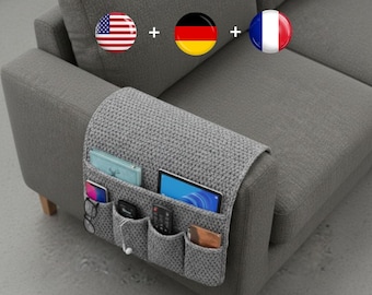 Crochet Couch Arm Organizer PDF Pattern – Sofa Storage Caddy with Pockets – Beginner Friendly Crochet Home Accessory