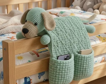 Patrón de organizador de brazo de sofá de crochet para perro – Organizador de sofá amigurumi en PDF – Soporte para control remoto y almacenamiento de gafas – Patrón de crochet para principiantes