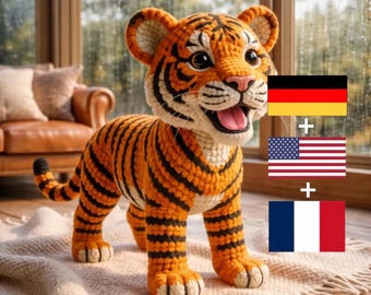Cute Tiger Crochet Pattern PDF | Beginner Amigurumi Plush Toy | Easy Step-by-Step Tiger Crochet Tutorial | Instant Download