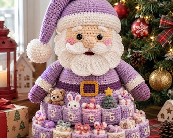 Crochet Santa Advent Calendar Pattern PDF, Christmas Countdown Calendar, Santa Crochet Decor, Holiday Wall Hanging, DIY Christmas Gift