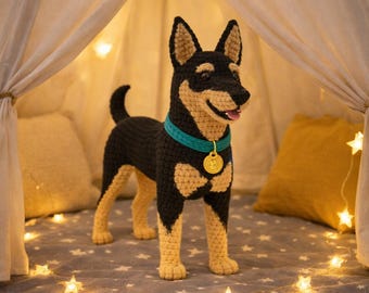 Patrón de amigurumi de perro bóxer en PDF / Perro realista de pie / Animal detallado en crochet / Patrón de amigurumi intermedio