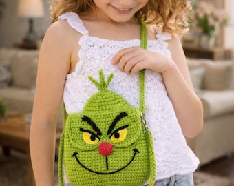 Grinch Crochet Bag Pattern PDF – Christmas Crossbody Bag, Holiday Crochet Purse, Beginner Friendly Digital Download
