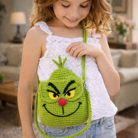 Grinch Crochet Bag Pattern PDF – Christmas Crossbody Bag, Holiday