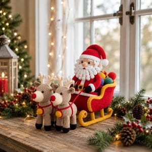 Virkmönster för julsläde i PDF-format, amigurumimönster för jul, virkmönster för renar, juldekorationer, digital nedladdning