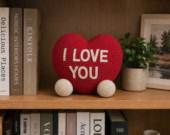 Heart Pillow Crochet Pattern PDF, I Love You Cushion, Valentine Heart Pillow, Romantic Home Decor, Crochet Gift, Digital Download