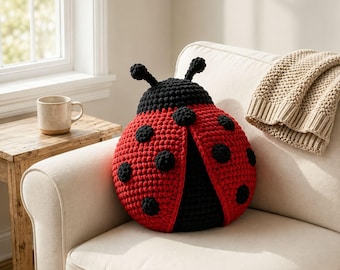 Crochet Ladybug Pillow Pattern, Cute Ladybird Amigurumi Pattern, Bug Cushion Crochet PDF, Insect Pillow Tutorial, Instant Digital Download