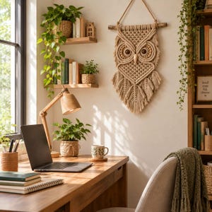 3 Makramee-Wandbehänge mit Tiermotiven: Eule, Löwe und Fuchs (PDF), Boho-Wanddeko, Waldtiermotiv, Kinderzimmerdeko, DIY-Faserkunst