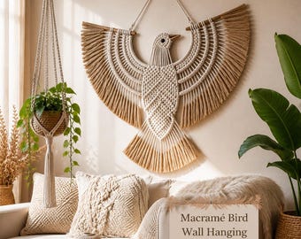 Macrame Eagle Pattern PDF, Boho Bird Wall Hanging Tutorial, DIY Macrame Wall Art, Animal Decor Pattern, Modern Home Decor Digital Download