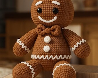 Gingerbread Man Crochet Pattern – Christmas Amigurumi Plush PDF – Holiday Gift Tutorial